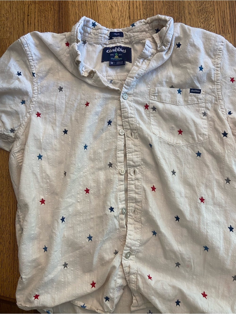 chubbies White Short-Sleeve Star Button-Down Shirt